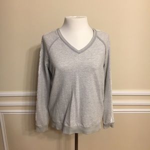 Hinge Gray and White Sweater with Lace